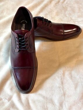 New Stacey Adams size 16 Mens Burgundy Cap-Toe Oxfords dress shoes